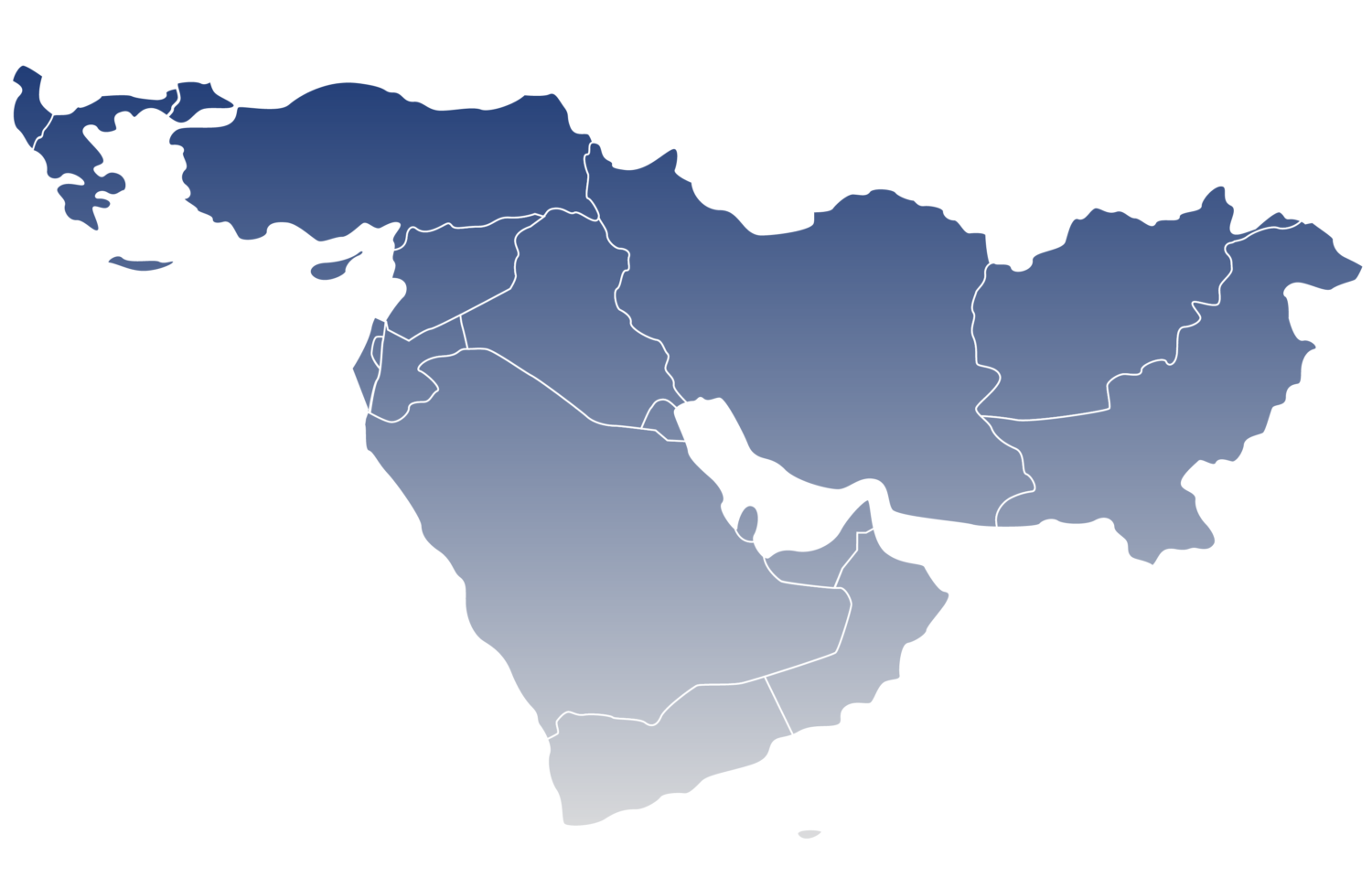Carte de la région Est Méditerranée et Moyen-Orient où intervient Intelog